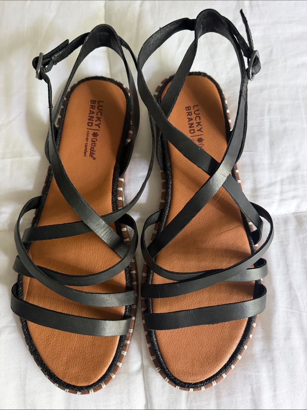 Lucky Brand Black Multi-Strap Leather Sandals
